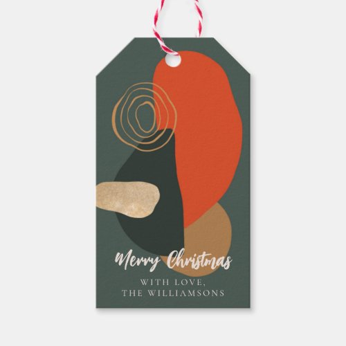 Red Green Christmas Abstract Custom Greeting Name Gift Tags