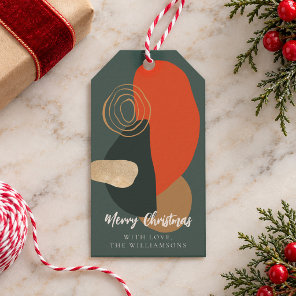 Red Green Christmas Abstract Custom Greeting Name Gift Tags