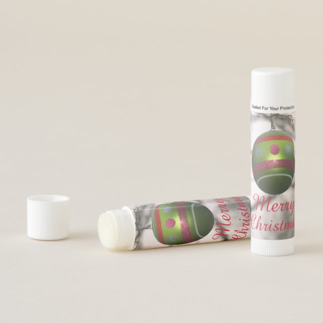 Red Green Christmas Ball Ornament Lip Balm (In Situ)