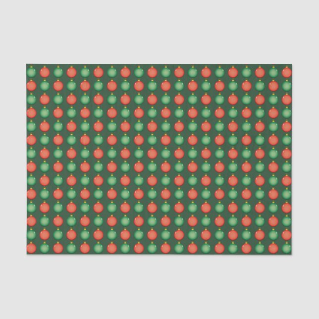 Red Green Christmas Balls Festive Xmas Tissue Paper (Front)
