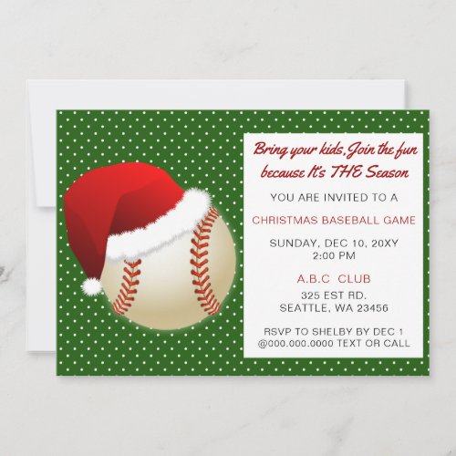 Red  Green Christmas Baseball Tournament Invitation