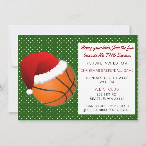 Red  Green Christmas Basketball Tournament Invitation