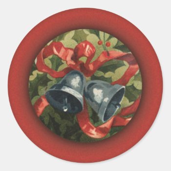 Red & Green Christmas Bells Envelope Seal by thechristmascardshop at Zazzle