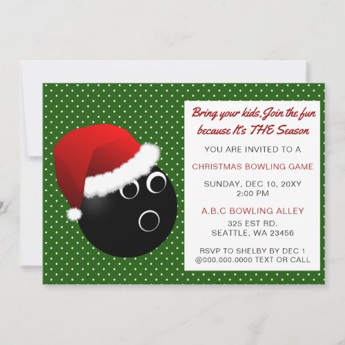 Red  Green Christmas Bowling Invitations