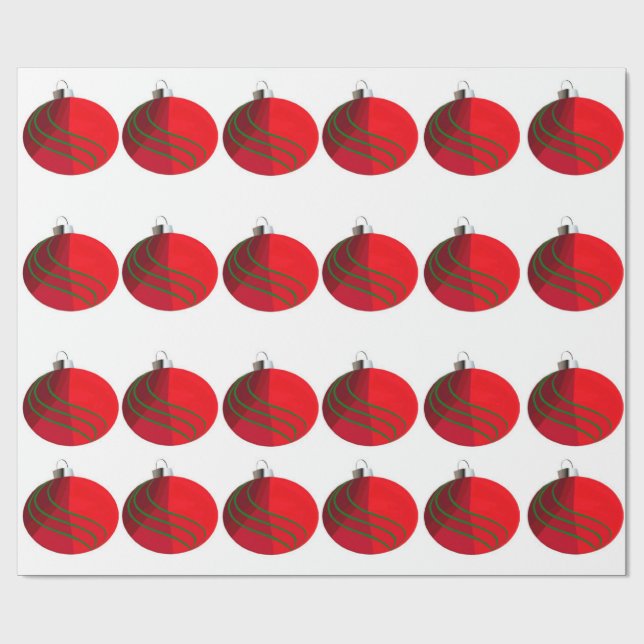 Red Green Christmas Bulbs Wrapping Paper (Flat)