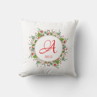  Red green Christmas elegant Monogram  letter 