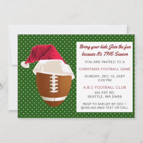 Red  Green Christmas Football Tournament Invitation