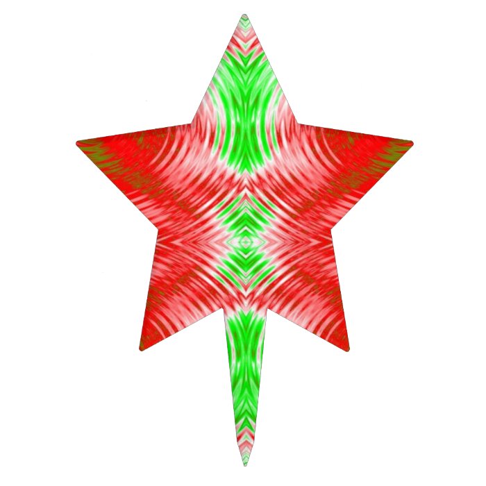 Red Green Christmas Fractal Art Cake Toppers