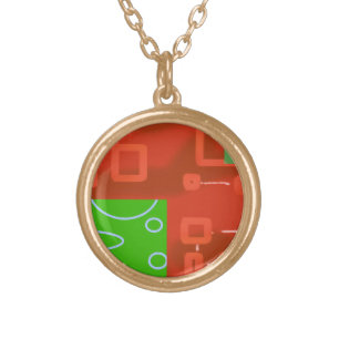 Red Green Christmas Gold Plated Necklace