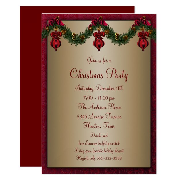 Red Green Christmas Holiday Party Invitation