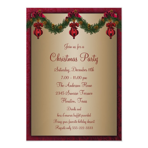Red Green Christmas Holiday Party Invitation