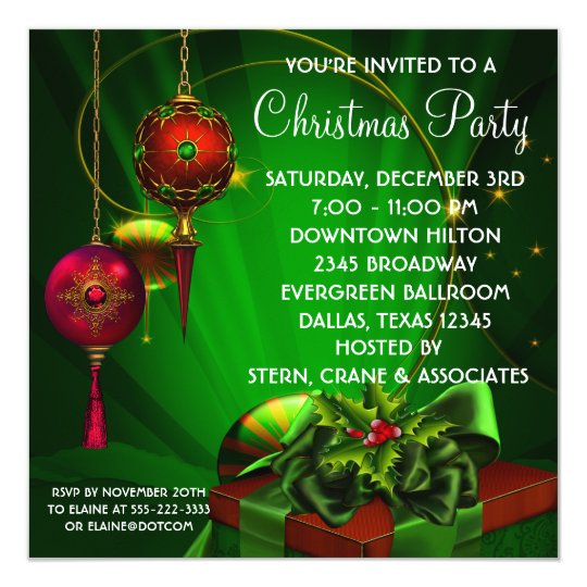 Red Green Christmas Holiday Party Card