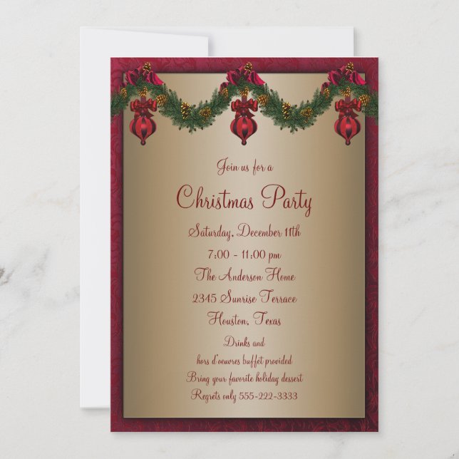 Red Green Christmas Holiday Party Invitation (Front)