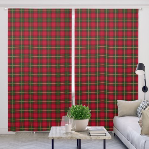 Red Green Christmas Holiday Plaid Tartan Pattern Blackout Curtains