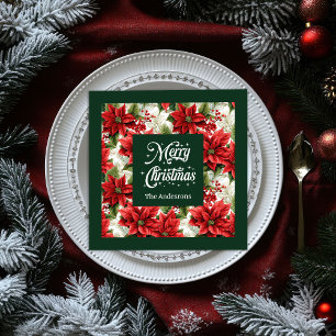 Red Green Christmas Napkins Traditional Chic Gift