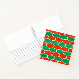 Red Green Christmas Ogee Pattern Sketch Notes Notebook