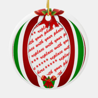 Red & Green Christmas Ornament Photo Frame