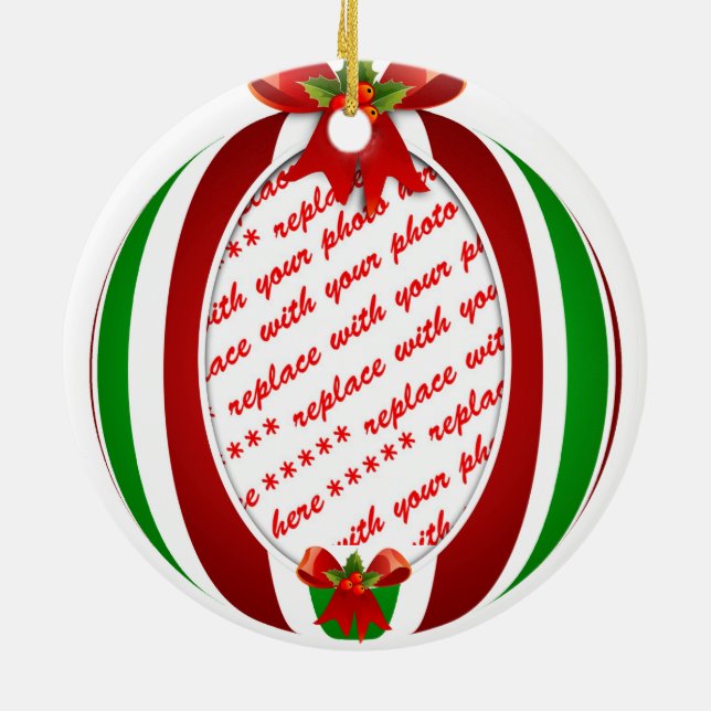 Red & Green Christmas Ornament Photo Frame (Back)