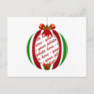 Red & Green Christmas Ornament Photo Frame Holiday Postcard