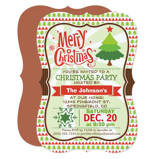 Red & Green Christmas Party Invitation