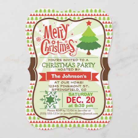 Red & Green Christmas Party Invitation