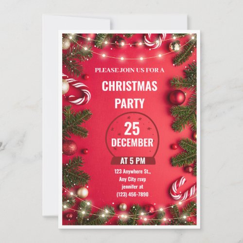 Red Green Christmas Party Invitation Flyer