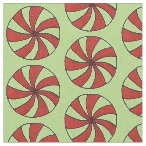 Red Green Christmas Peppermint Mint Candy Sweets Fabric