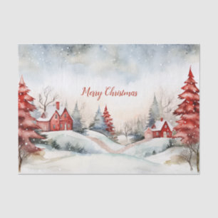 Red Green Christmas Pine Trees Woodlands Tissue Paper
