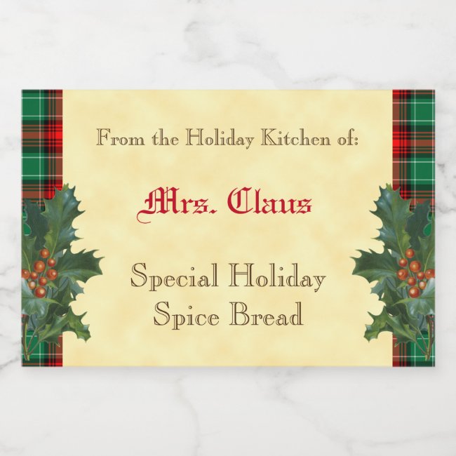 Red Green Christmas Plaid Holiday Baking Sticker