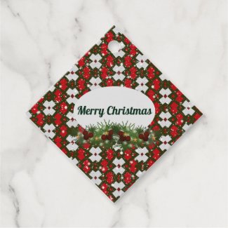 Red Green Christmas Plaid, Merry Christmas Favor Tags