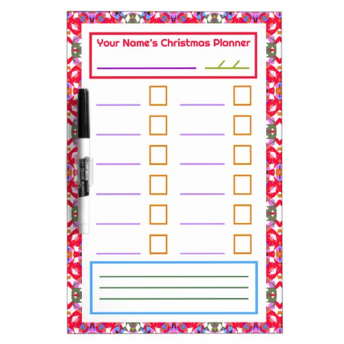 Red Green Christmas Plan Notes Festive Planner Dry Erase Board