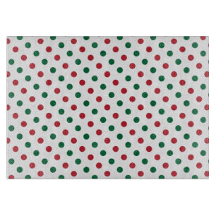 Red & Green Christmas Polka Dot Pattern Cutting Board