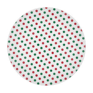 Red & Green Christmas Polka Dot Pattern Cutting Board