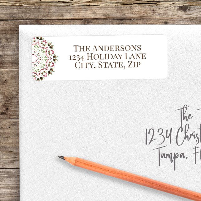 Red Green Christmas Return Address Custom Label (Simple contemporary return address labels. )