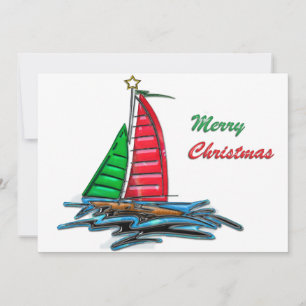 Red & Green Christmas Sailboat Invitation