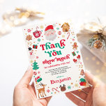 Red Green Christmas Santa Birthday Thank You Card<br><div class="desc">Express your heartfelt thanks this holiday season with our Christmas thank you card. This beautifully crafted card is adorned with a whimsical illustration of classic Christmas elements,  artistically rendered in a charming color scheme of red,  pink,  green and white.</div>