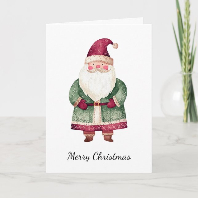 Red Green Christmas Santa Claus Card (Front)