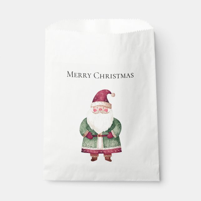 Red Green Christmas Santa Claus Favor Bag (Front)