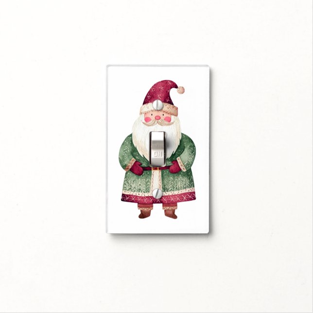 Red Green Christmas Santa Claus Light Switch Cover (In Situ)