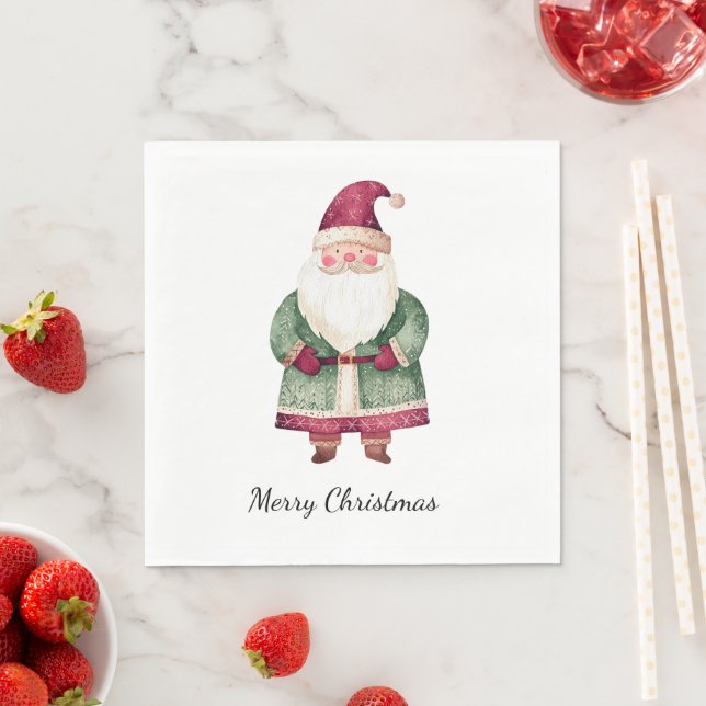 Red Green Christmas Santa Claus Napkins (Insitu)