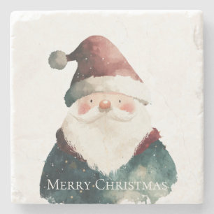 Red Green Christmas Santa Claus Stone Coaster
