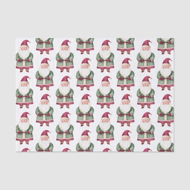 Red Green Christmas Santa Claus Tissue Paper (Front)