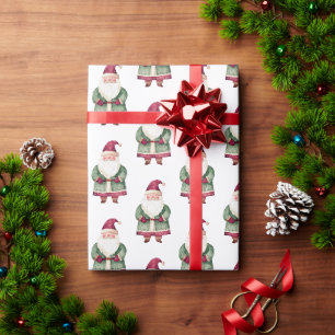 Red Green Christmas Santa Claus Wrapping Paper