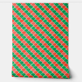Red Green Christmas Scale Pattern Wallpaper