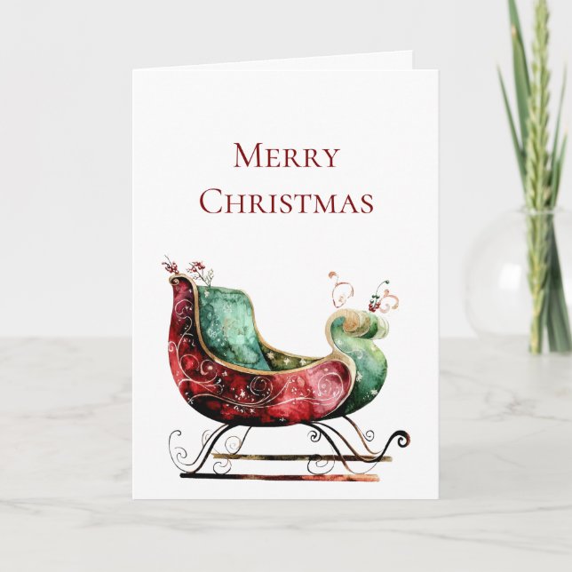Red Green Christmas Sleigh Card (Front)