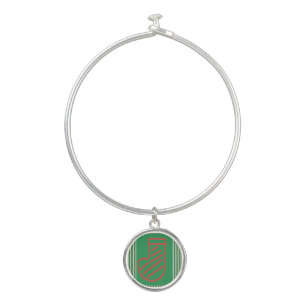 Red Green Christmas Stocking on Green Bangle Bracelet