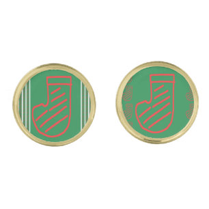 Red Green Christmas Stocking on Green Cufflinks