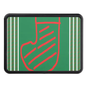 Red Green Christmas Stocking on Green Hitch Cover