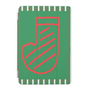 Red Green Christmas Stocking on Green iPad Mini Cover
