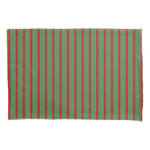 Red Green Christmas Stocking on Green Red Pillow Case